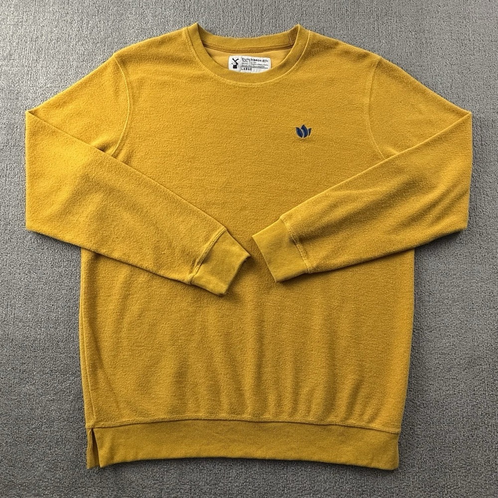 Dutch Bros Sweater Adult Large Yellow Long Sleeve Casual Coffee Men's